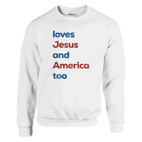 Load image into Gallery viewer, Jesus and America too | Crewneck Sweatshirt - Bearable Apparel